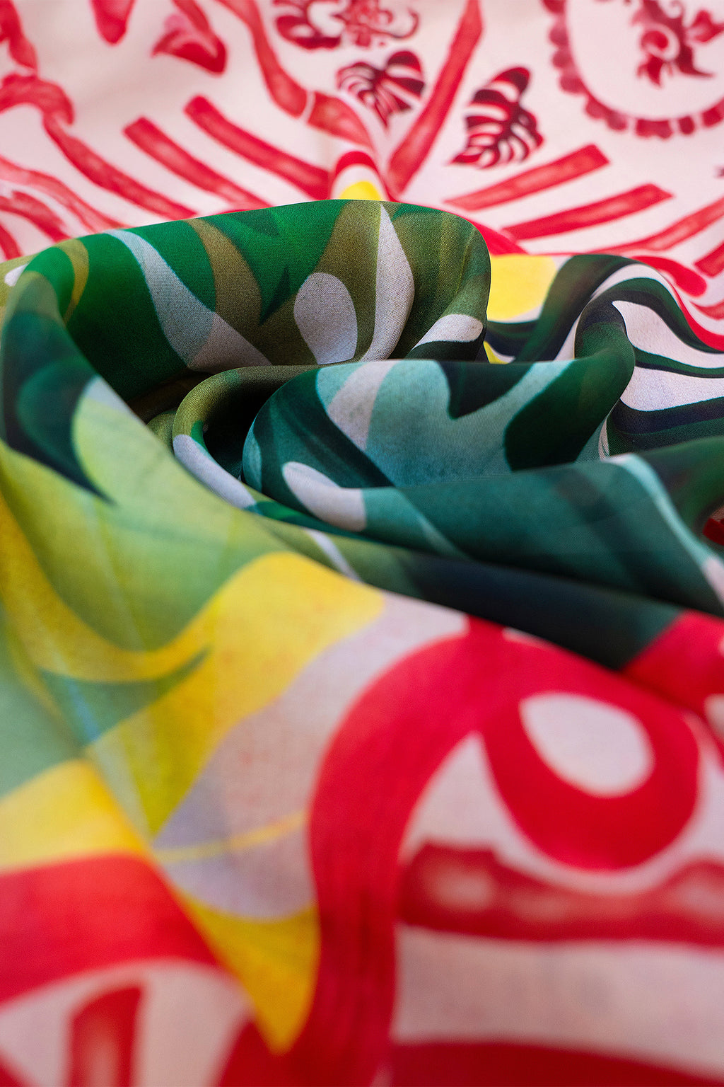 Powder SKS9 Exotic Leaves Silk Square Scarf