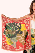 Powder SKS9 Exotic Leaves Silk Square Scarf