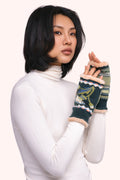 Powder Thistle Navy Wrist Warmers COS152, worn view