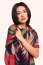 Powder Tulip Multicolour Wool Mix Scarf WWS7, worn view