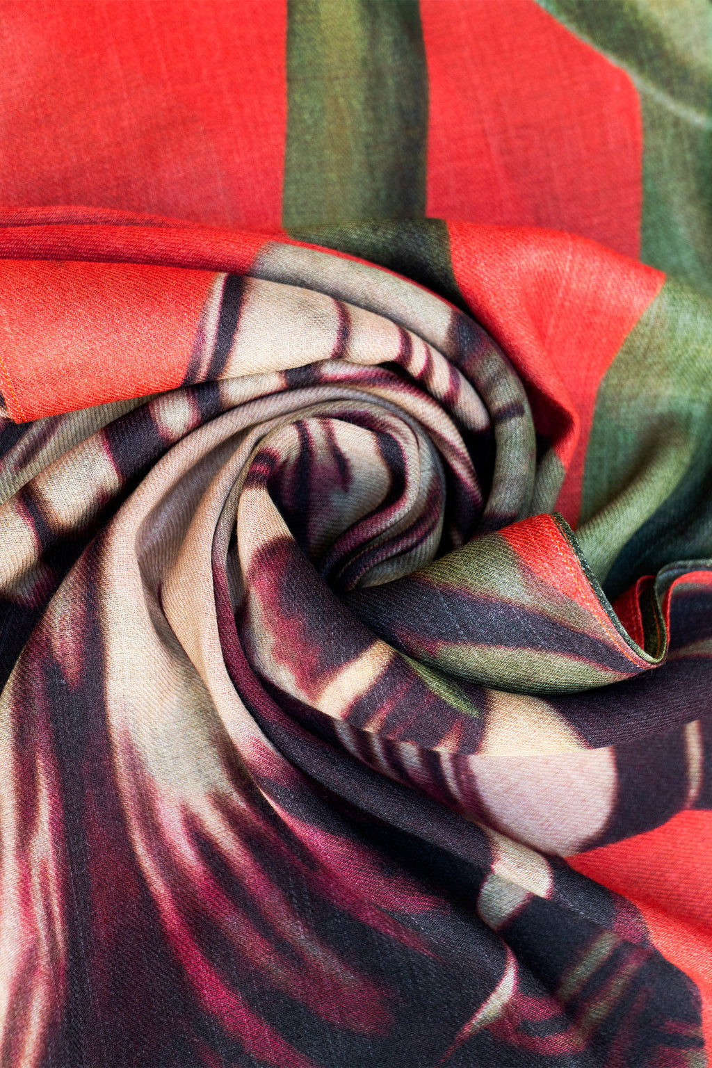 Powder Tulip Multicolour Wool Mix Scarf WWS7, fabric detail