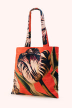 Powder Tulip Orange Velvet Tote TOT30, front view