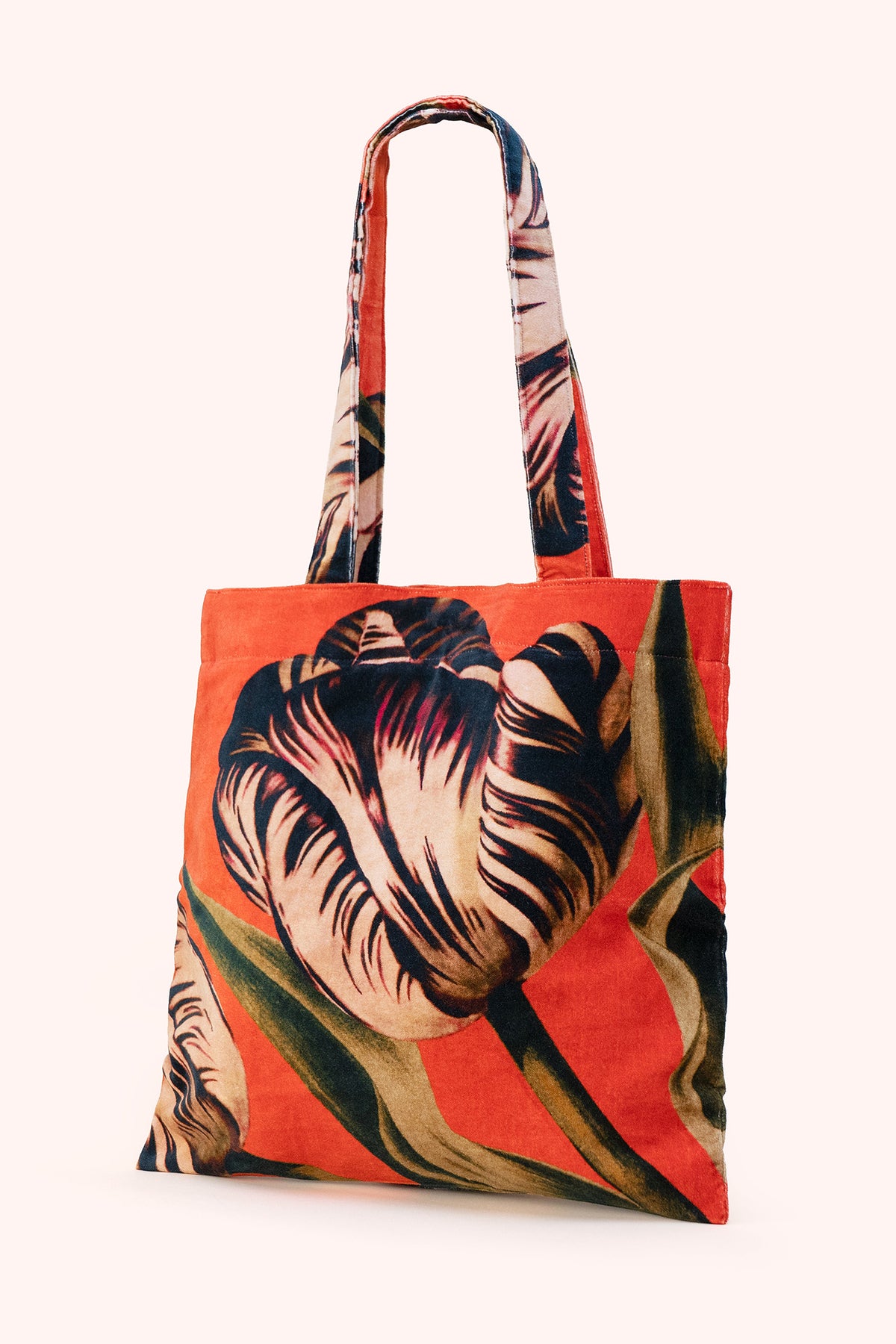 Powder Tulip Orange Velvet Tote TOT30, front view