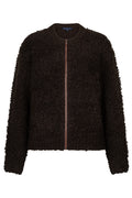 Red Button Bomber espresso teddy knit jacket at OSO Boutique