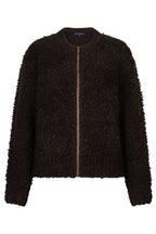Red Button Bomber espresso teddy knit jacket at OSO Boutique