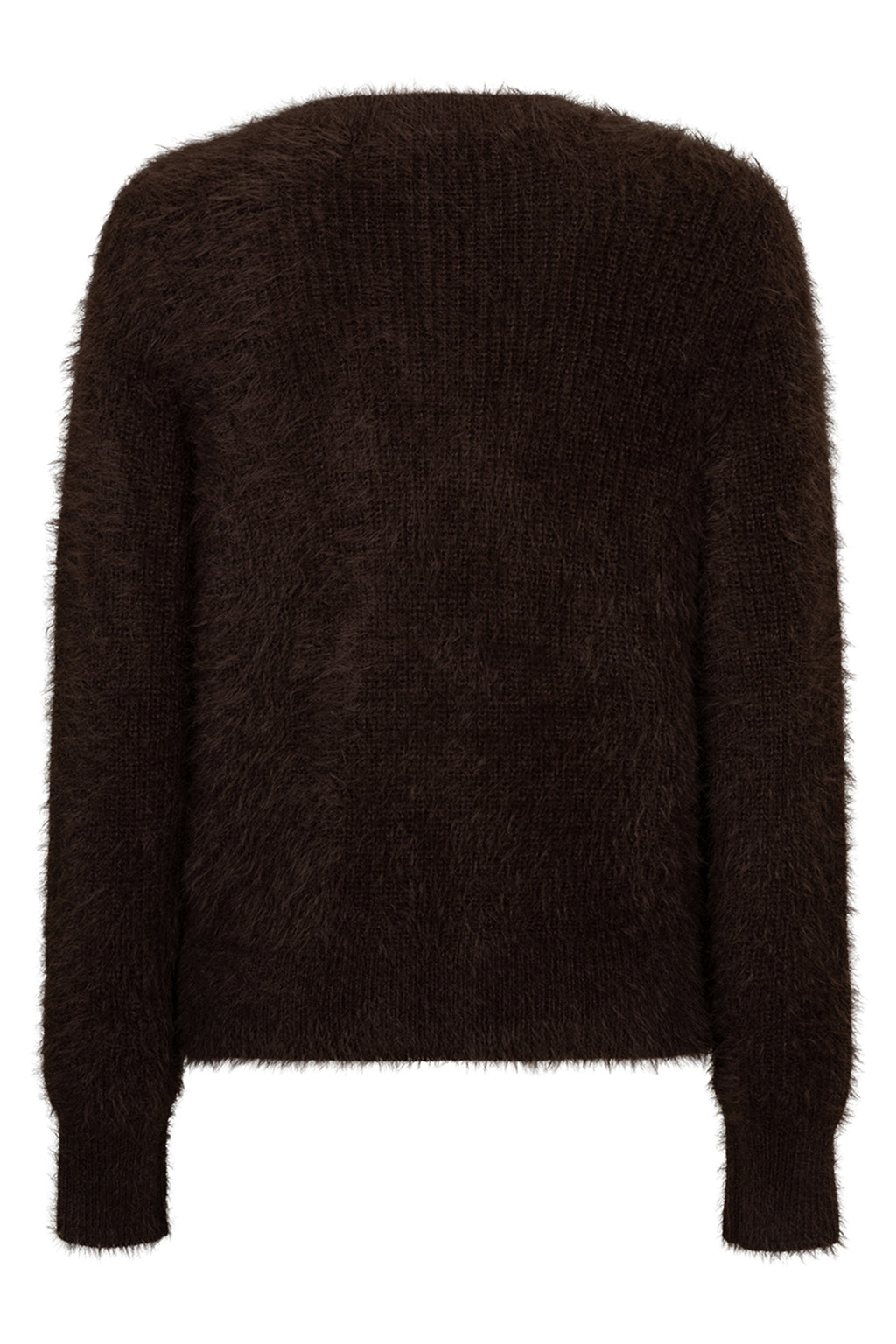 Red Button Fuzzy espresso brown cardigan at OSO Boutique