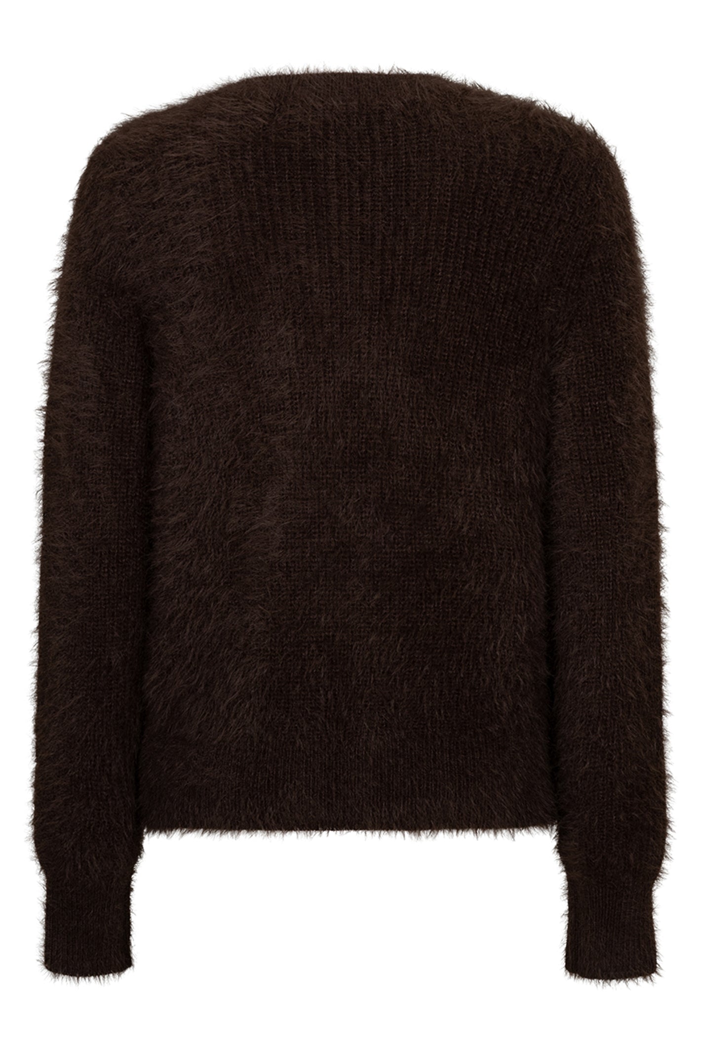 Red Button Fuzzy espresso brown cardigan at OSO Boutique
