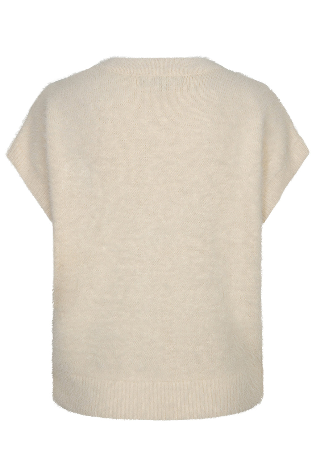 Red Button sleeveless Fuzzy cream knitted waistcoat at OSO Boutique