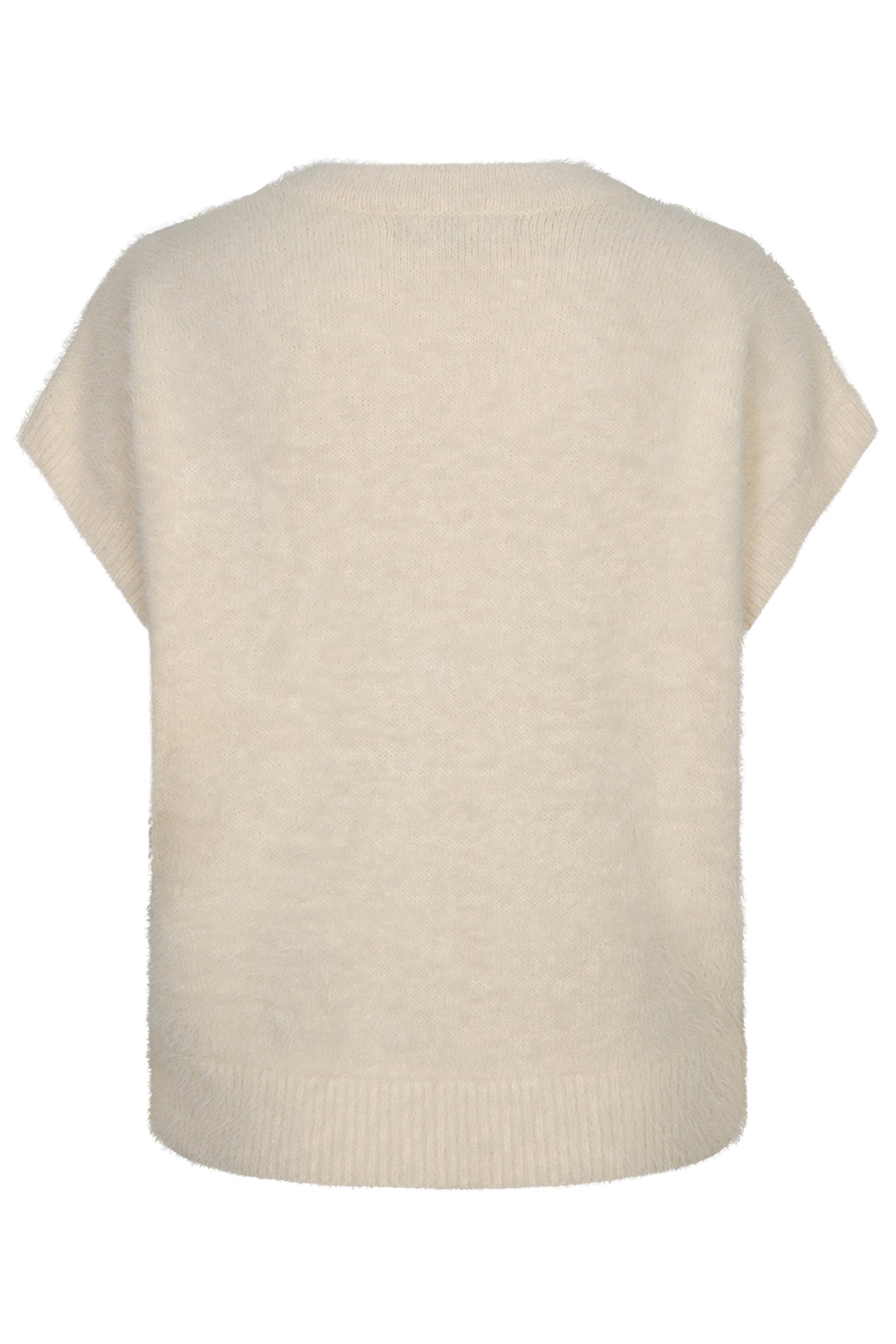 Red Button sleeveless Fuzzy cream knitted waistcoat at OSO Boutique
