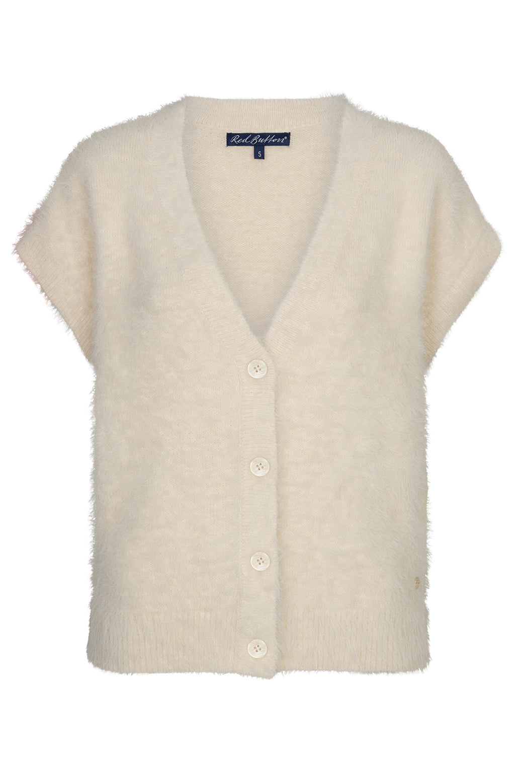 Red Button sleeveless Fuzzy cream knitted waistcoat at OSO Boutique