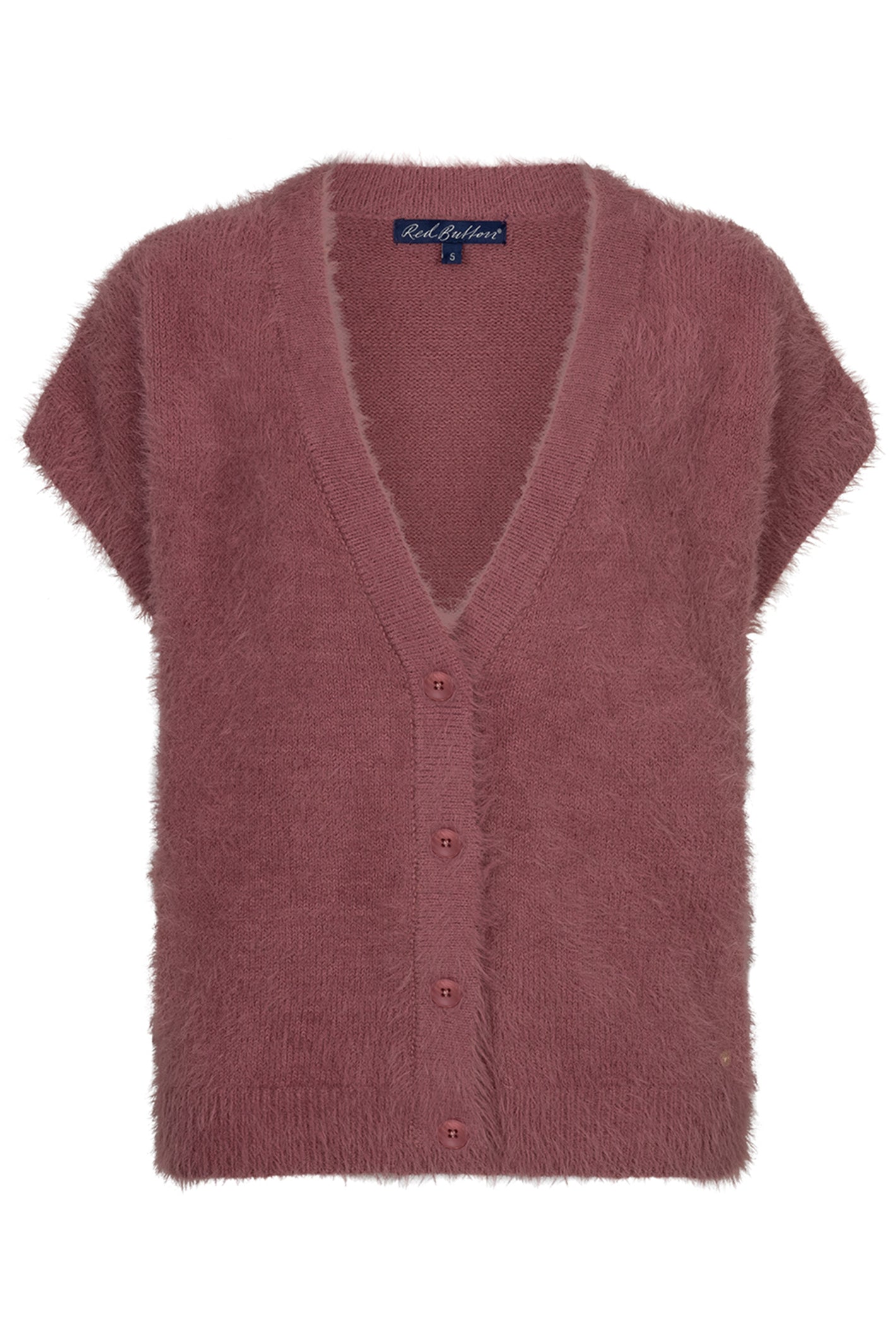 Red Button sleeveless Fuzzy mauve knitted waistcoat at OSO Boutique