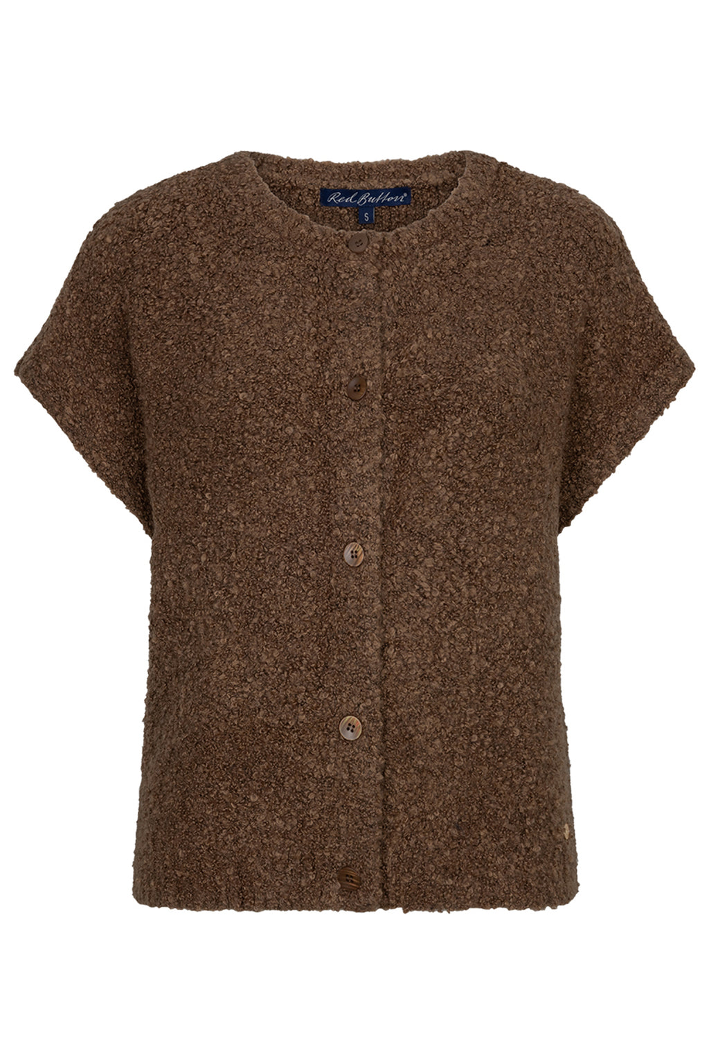 Red Button sleeveless mud boucle cardigan at OSO Boutique