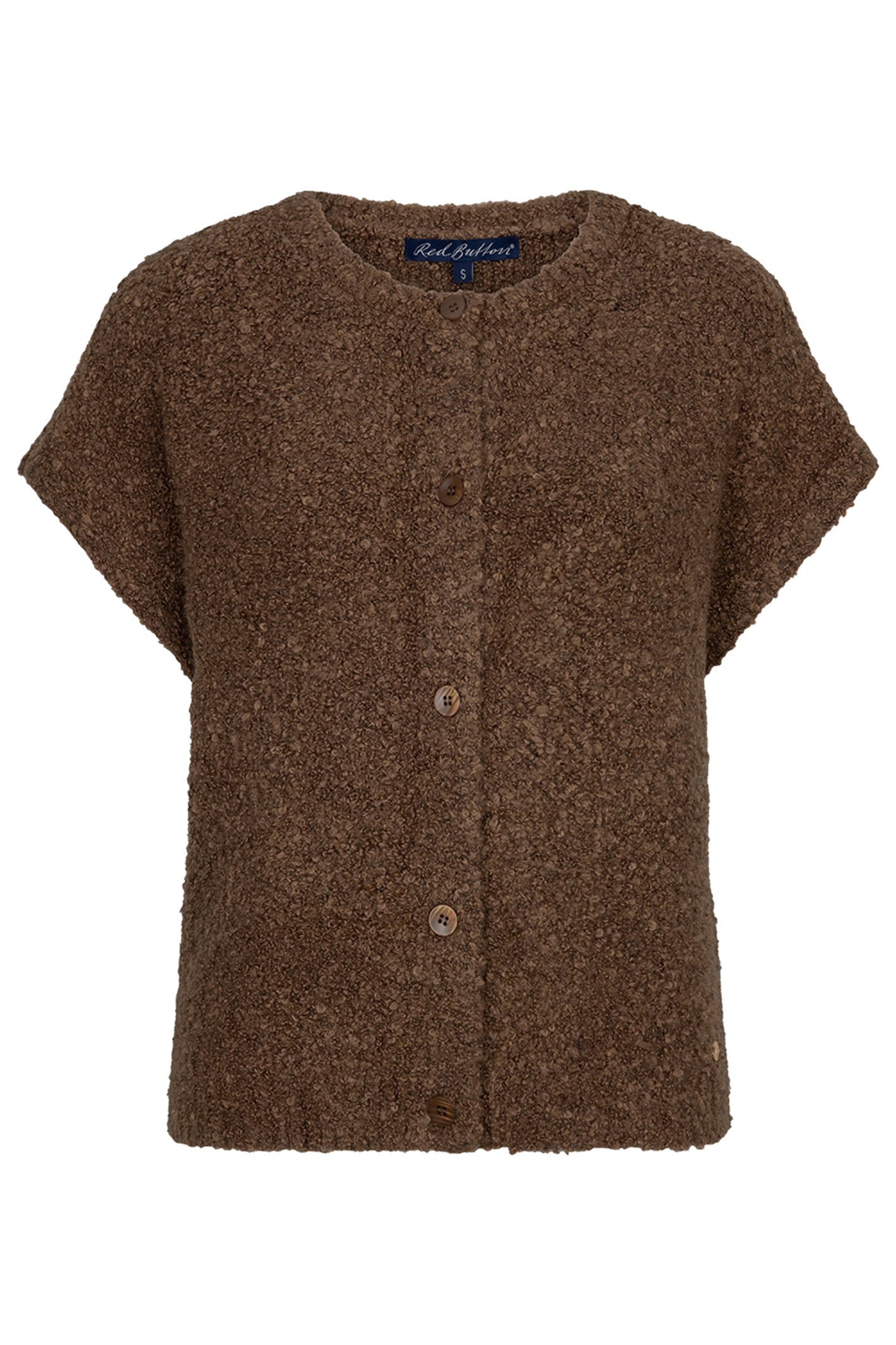 Red Button sleeveless mud boucle cardigan at OSO Boutique