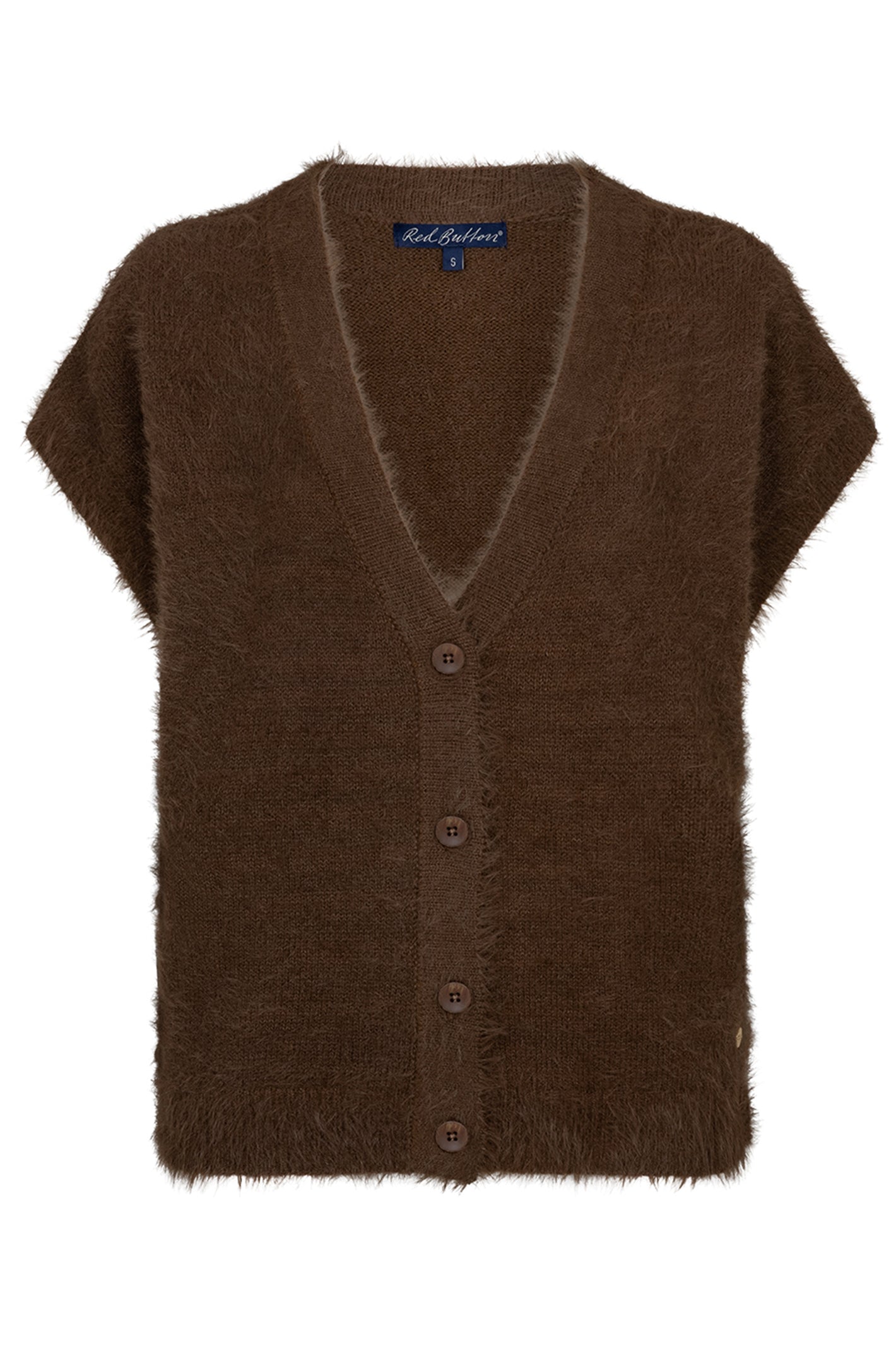 Red Button sleeveless Fuzzy praline knitted waistcoat at OSO Boutique
