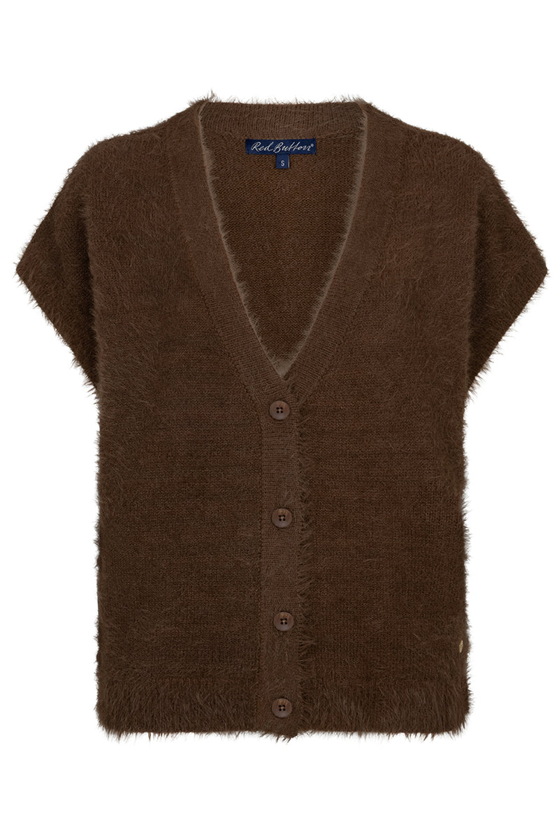 Red Button sleeveless Fuzzy praline knitted waistcoat at OSO Boutique