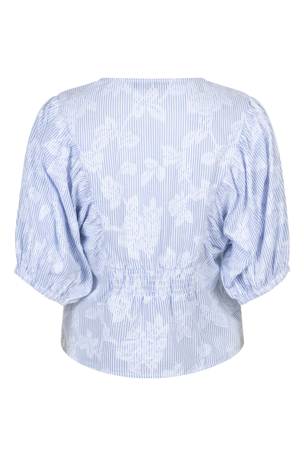 Red Button SRB4838 Blue Stripe & Flower Balloon Sleeve Blouse
