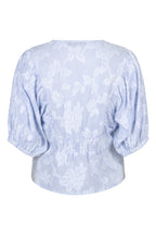 Red Button SRB4838 Blue Stripe & Flower Balloon Sleeve Blouse