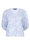 Red Button SRB4838 Blue Stripe & Flower Balloon Sleeve Blouse