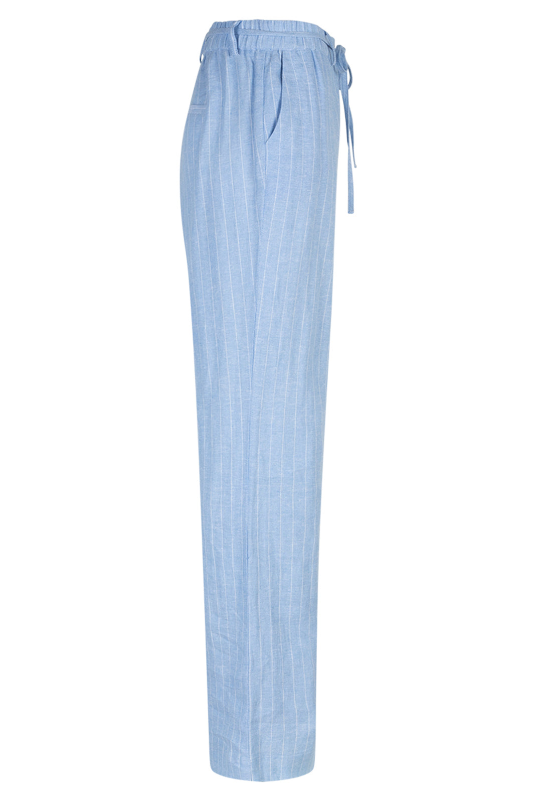 Red Button SRB4915A Claudette Light Blue Linen Blend Pinstripe Trousers