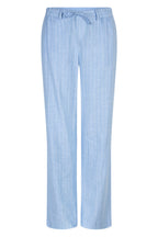 Red Button SRB4915A Claudette Light Blue Linen Blend Pinstripe Trousers