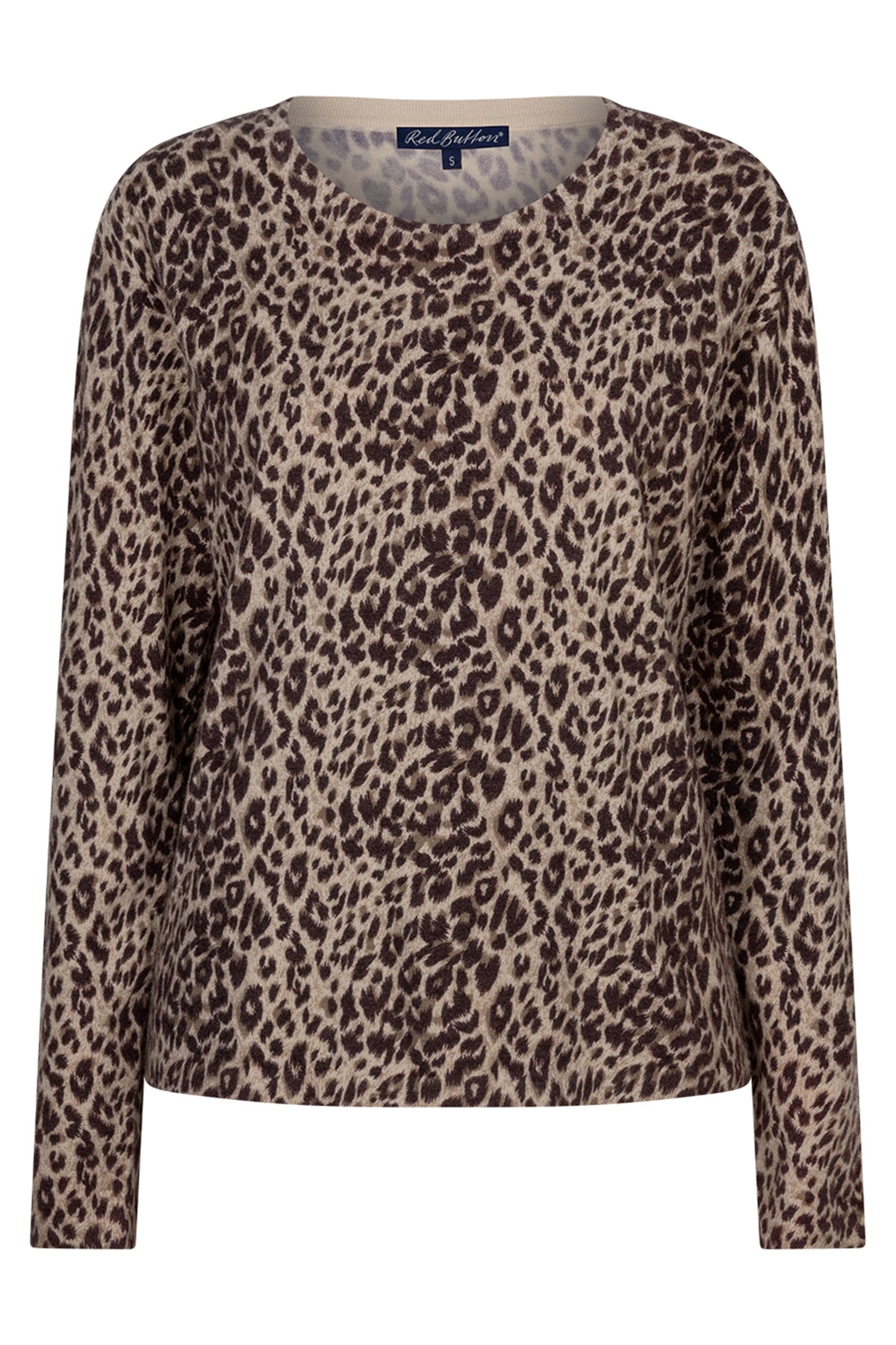 Red Button Sweet burgundy animal print knit top at OSO Boutique