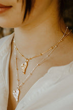 Reeves & Reeves Gorgeous Heart Silver Necklace LV70, worn layered