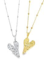 Reeves & Reeves Gorgeous Heart Silver Necklace LV70, packshot beside the gold version