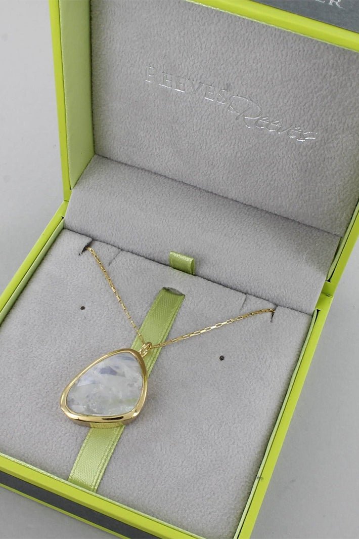 Reeves & Reeves Maharani Large Gold Necklace Moonstone White FS48, in gift box