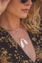 Reeves & Reeves Super Size Sycamore Silver & Gold Vermeil Necklace BB01, worn close-up