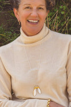 Reeves & Reeves Super Size Sycamore Silver & Gold Vermeil Necklace BB01, worn on long chain