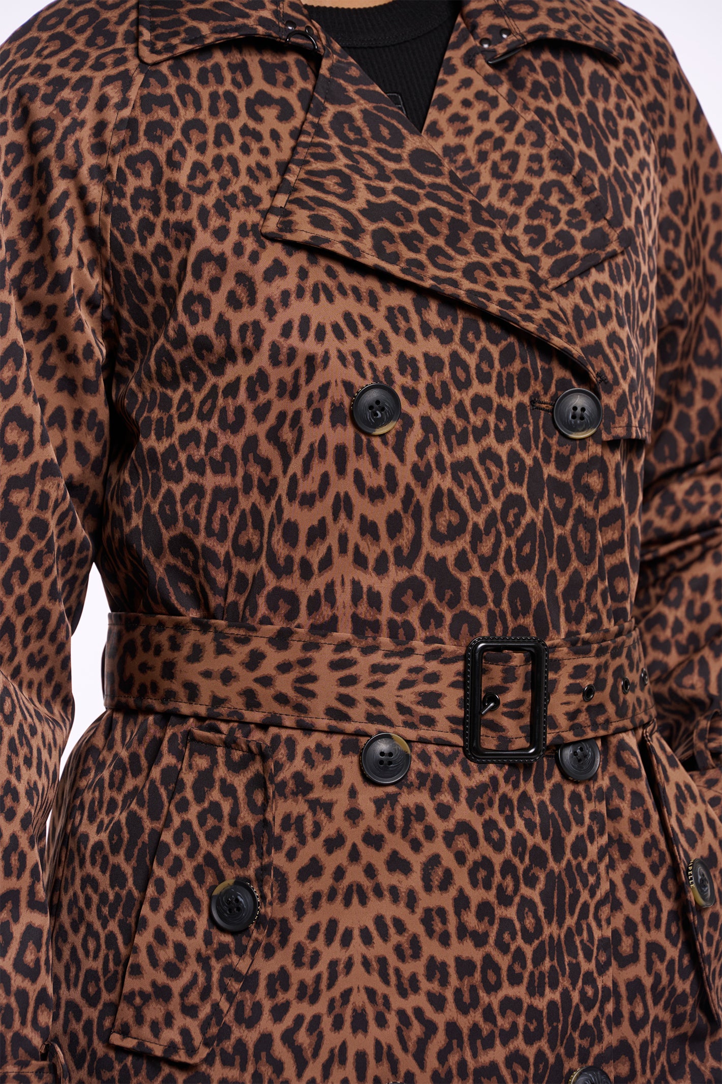 Rino & Pelle Era Brown Leopard Print Double Breasted Coat 7002621