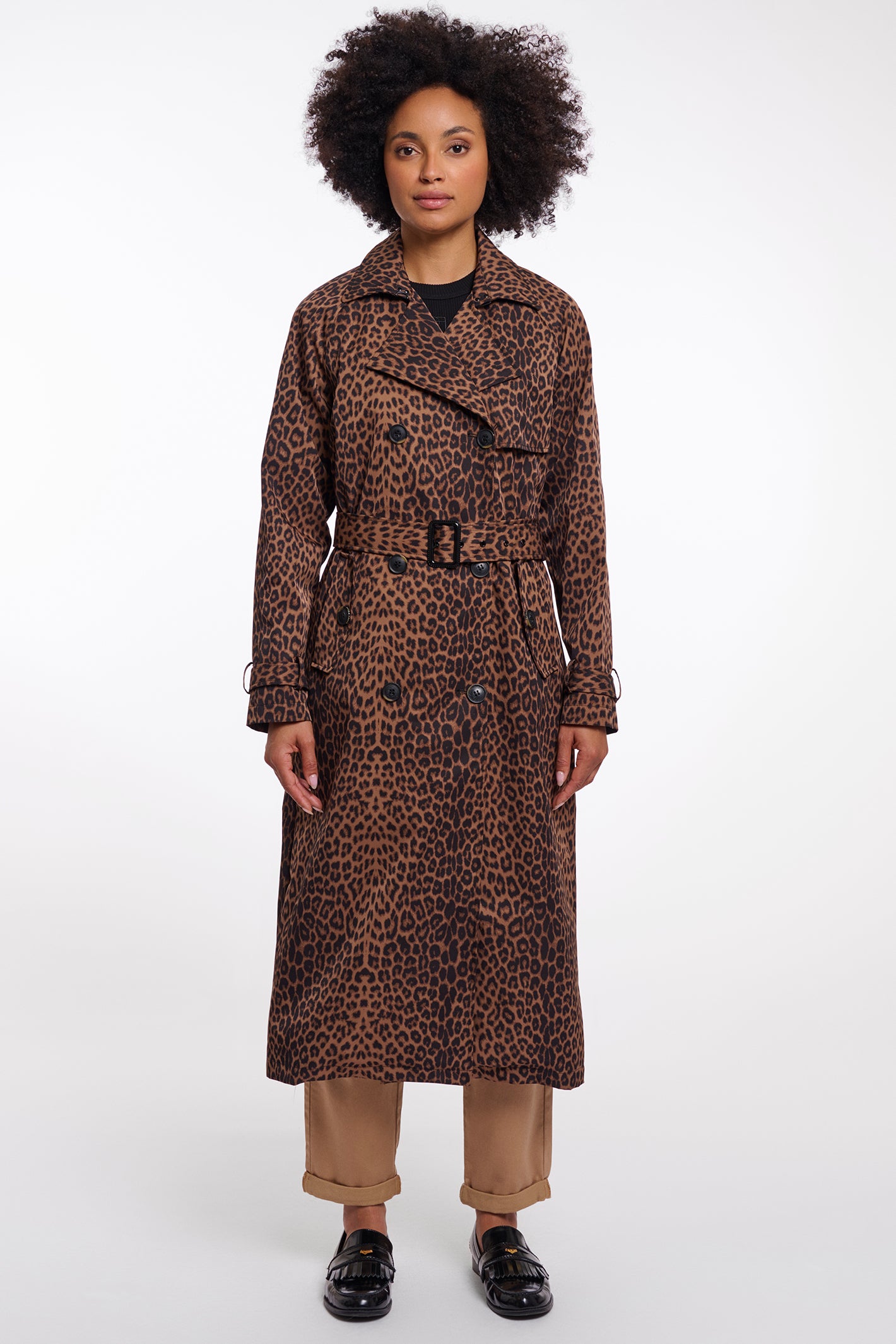Rino & Pelle Era Brown Leopard Print Double Breasted Coat 7002621