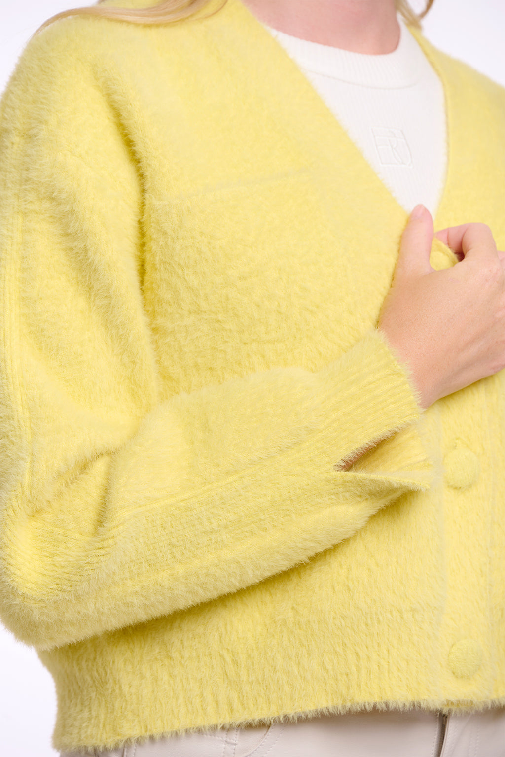 Rino & Pelle Isarea Breezy Lime Short V-Neck Cardigan