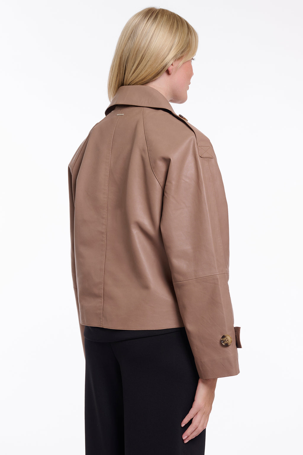 Rino & Pelle Lotte Slate Bark Double Breasted Leather Jacket 3502621
