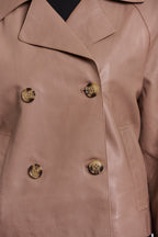 Rino & Pelle Lotte Slate Bark Double Breasted Leather Jacket 3502621