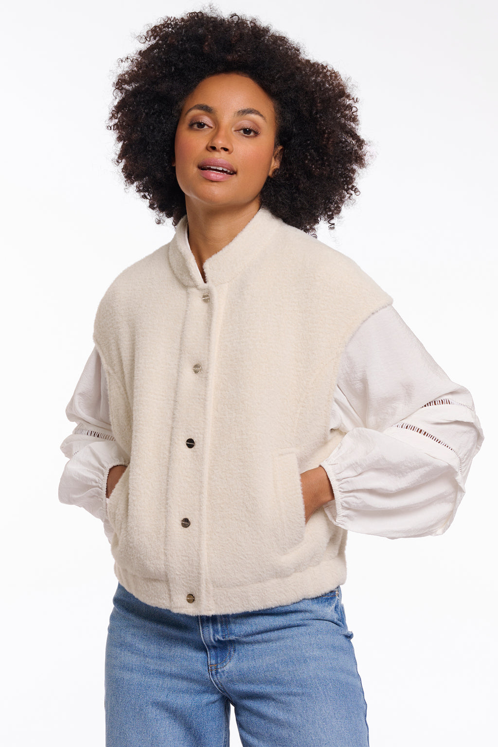Rino & Pelle Teuntje Birch Cream Boxy Waistcoat Cardigan 7002621