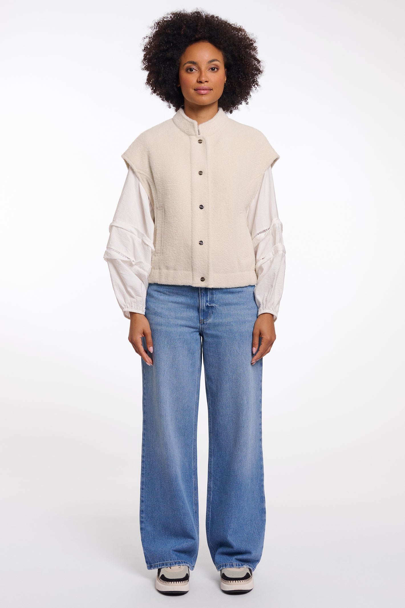 Rino & Pelle Teuntje Birch Cream Boxy Waistcoat Cardigan 7002621