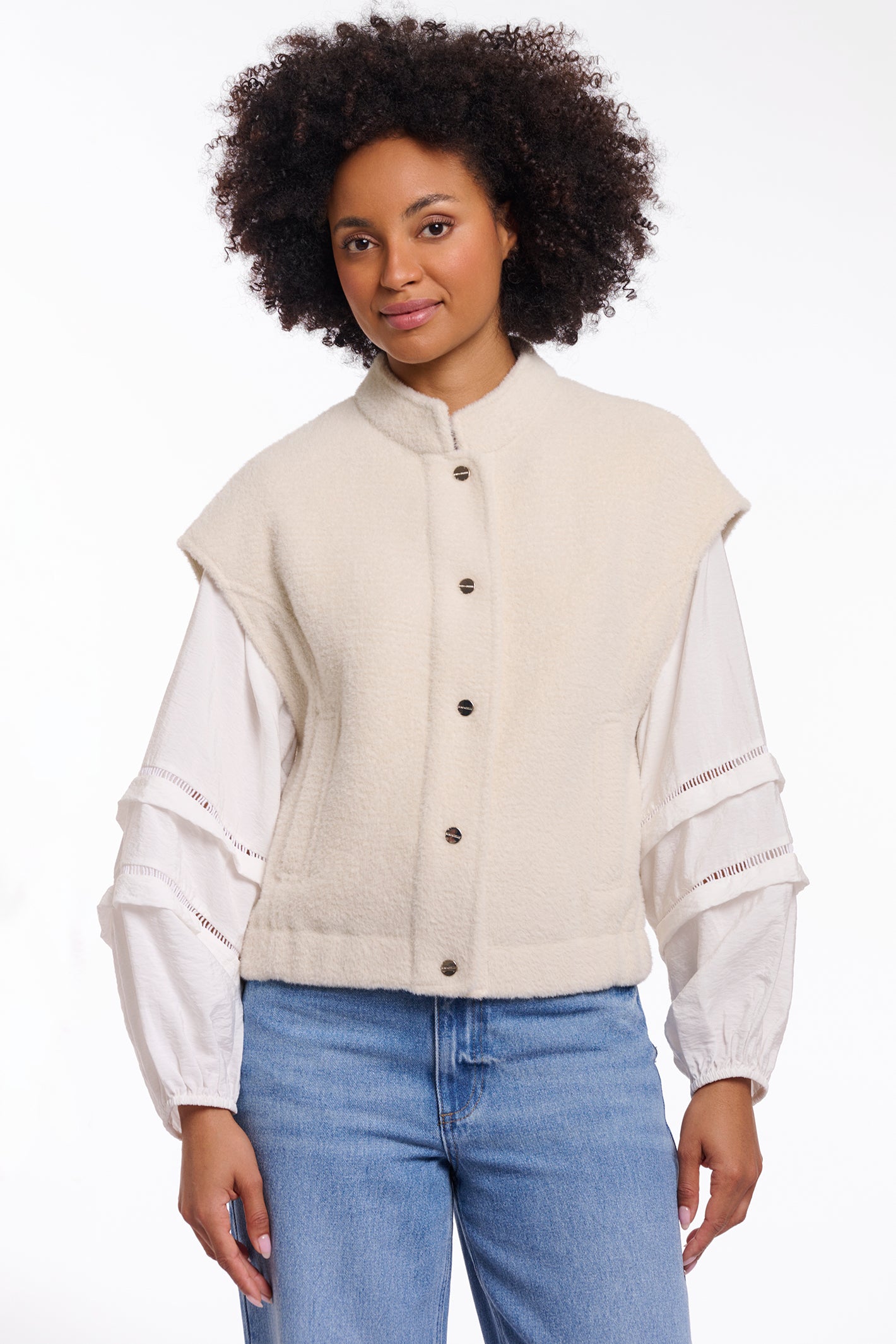 Rino & Pelle Teuntje Birch Cream Boxy Waistcoat Cardigan 7002621