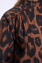 Rino and Pelle Jans brown leopard ruffle blouse at OSO Boutique