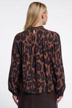 Rino and Pelle Jans brown leopard ruffle blouse at OSO Boutique