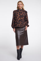 Rino and Pelle Jans brown leopard ruffle blouse at OSO Boutique