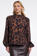 Rino and Pelle Jans brown leopard ruffle blouse at OSO Boutique
