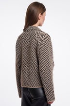 Rino and Pelle Katinka sand graphic knitted jacket at OSO Boutique