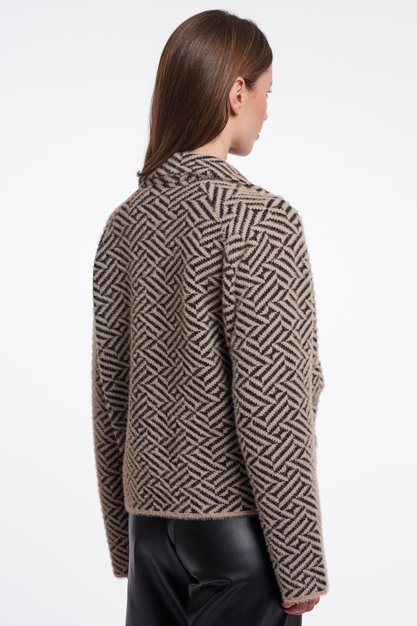 Rino and Pelle Katinka sand graphic knitted jacket at OSO Boutique