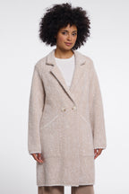 Rino and Pelle Madina beige herringbone long coat at OSO Boutique