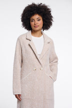 Rino and Pelle Madina beige herringbone long coat at OSO Boutique