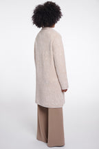 Rino and Pelle Madina beige herringbone long coat at OSO Boutique