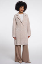 Rino and Pelle Madina beige herringbone long coat at OSO Boutique
