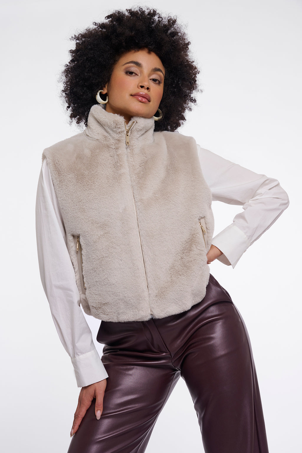 Rino and Pelle Nikki birch faux fur waistcoat at OSO Boutique
