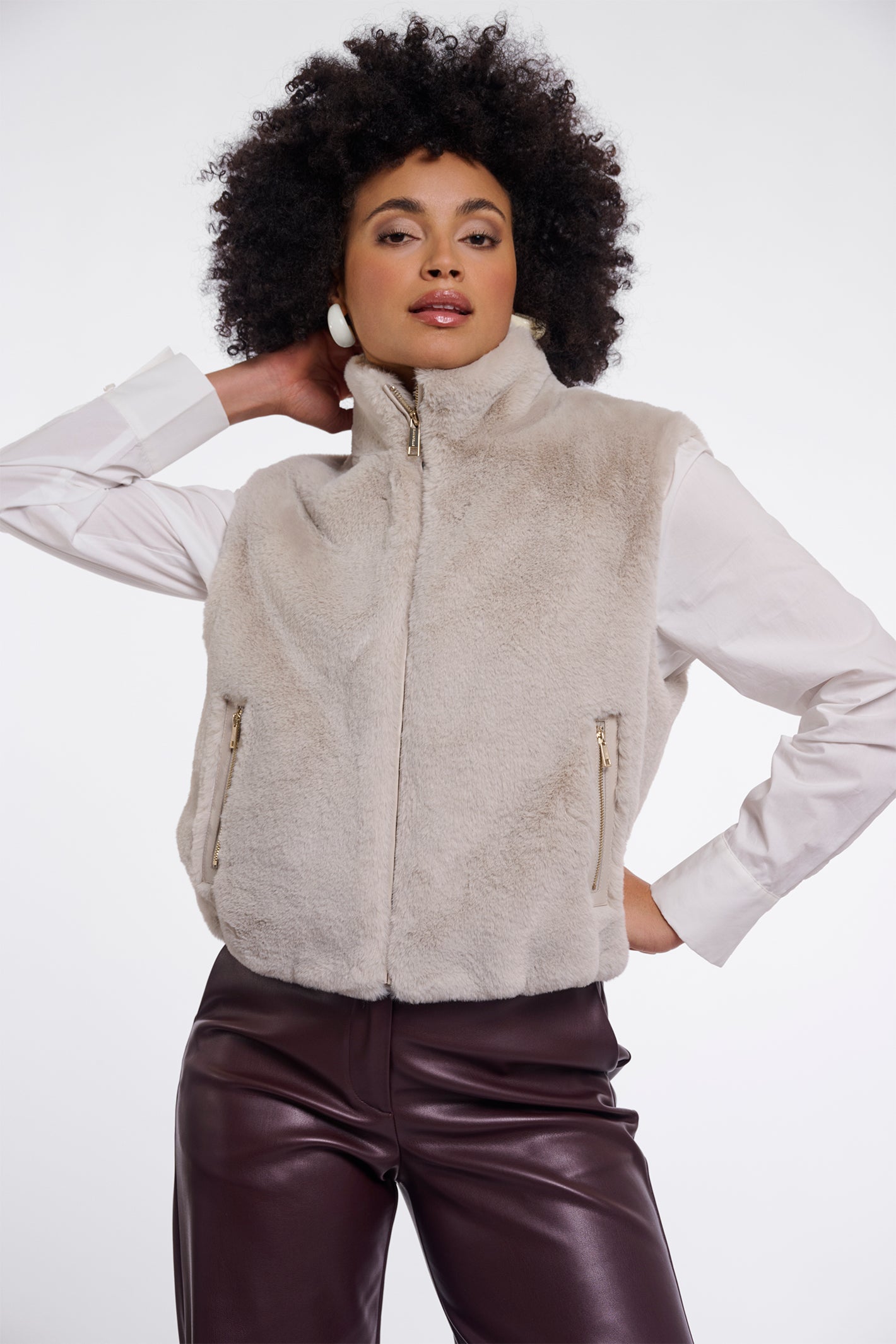 Rino and Pelle Nikki birch faux fur waistcoat at OSO Boutique